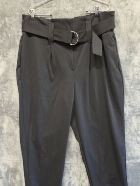 Worthington Black Paperbag Waist Trousers with Belt
